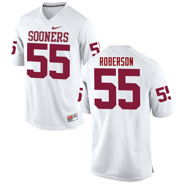 Men Oklahoma Sooners #55 Logan Roberson College Football Jerseys Game-White